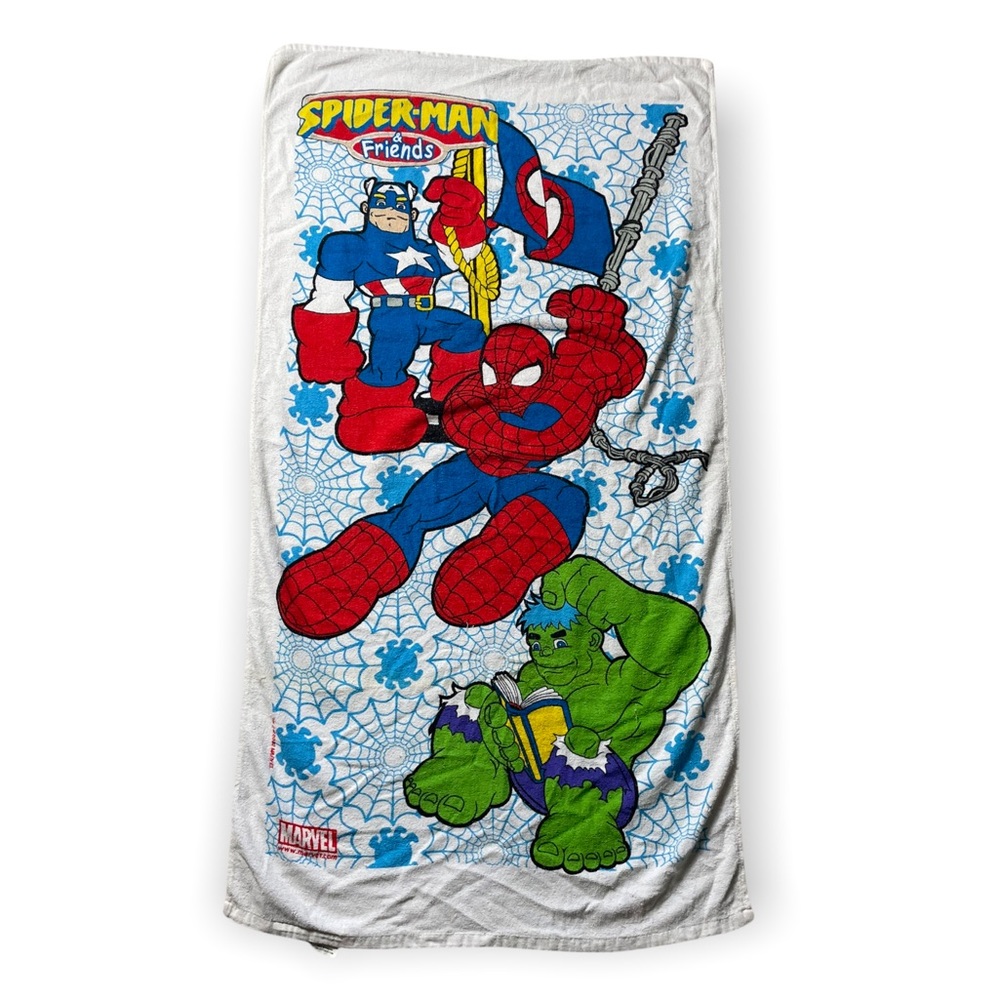 Marvel Spider-Man and Friends 2002 Jay Franco and Sons White Beach Towel